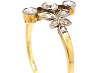 Edwardian 18ct Gold & Platinum Diamond Fancy Sprig Ring