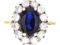 Early 20th Century 18ct Gold & Platinum, Sapphire & Diamond Cluster Ring