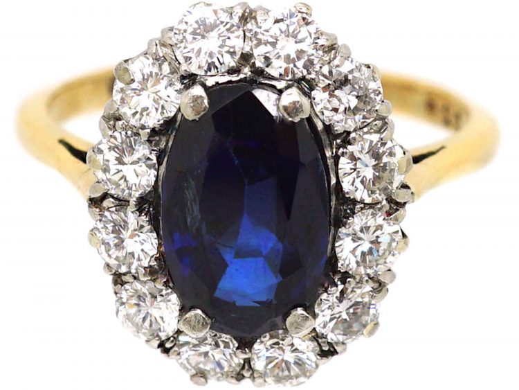 Early 20th Century 18ct Gold & Platinum, Sapphire & Diamond Cluster Ring