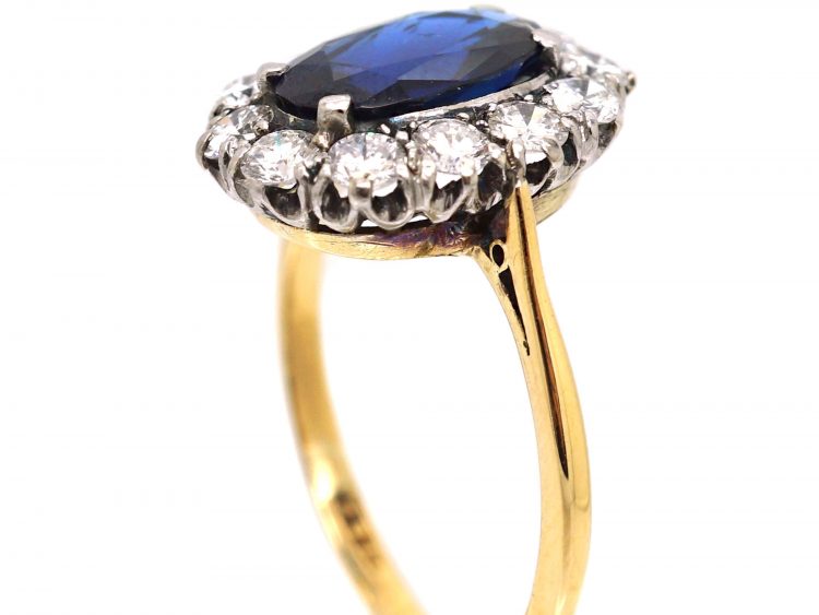 Early 20th Century 18ct Gold & Platinum, Sapphire & Diamond Cluster Ring