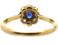 Edwardian 18ct Gold & Platinum, Sapphire & Diamond Cluster Ring