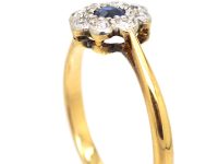 Edwardian 18ct Gold & Platinum, Sapphire & Diamond Cluster Ring