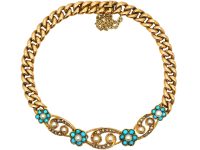 Edwardian 15ct Gold, Pearl & Turquoise Bracelet