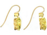 Edwardian 15ct Gold Pear Shaped Chrysoberyl & Diamond Earrings