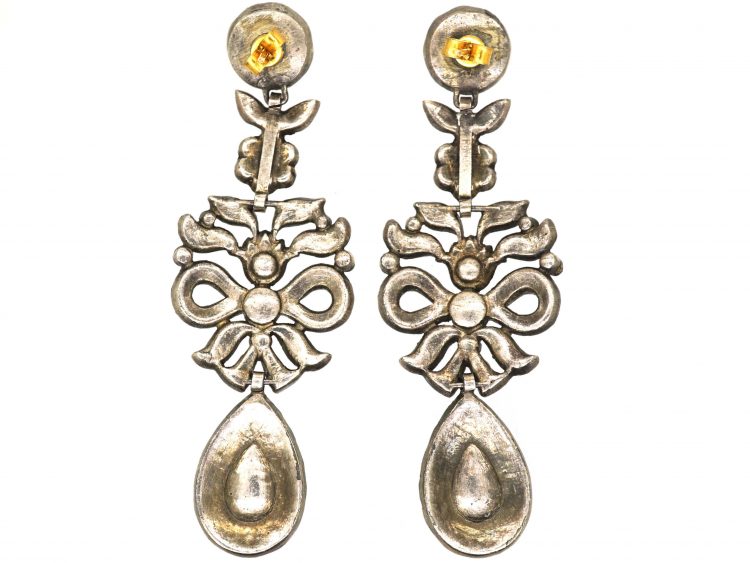 Early 20th Century Silver & Paste Long Drop Earrings