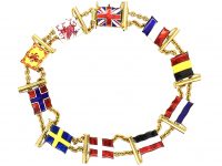 Edwardian 15ct Gold Enamel Flags Bracelet