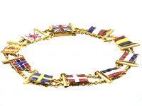 Edwardian 15ct Gold Enamel Flags Bracelet