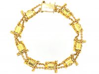 Edwardian 15ct Gold Enamel Flags Bracelet