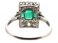 Art Deco Platinum, Emerald & Diamond Ring