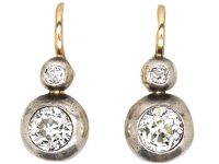 Early 20th Century 15ct Gold & Platinum Two Stone Diamond Earrings