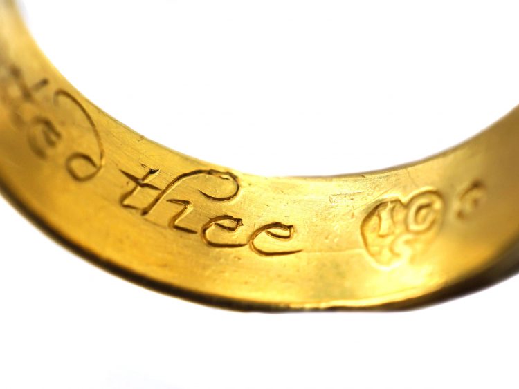 18th Century 18ct Gold Posy Ring Engraved God for Me Appointed Thee