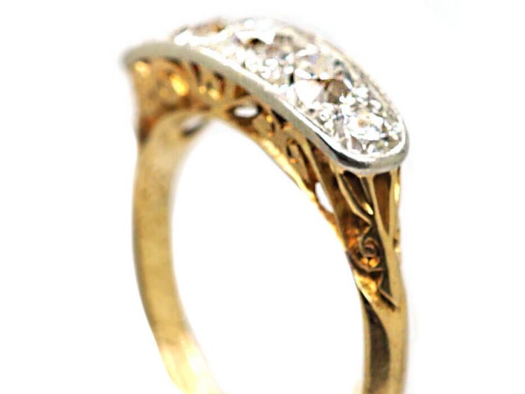 Early 20th Century 18ct Gold, Platinum & Diamond Five Stone Ring