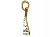 Early 20th Century 9ct Gold & Enamel Tiny Yacht Charm