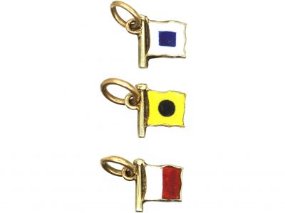 Edwardian 9ct Gold & Enamel, Nautical Alphabet Flag Charms