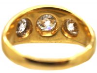 Victorian 18ct Gold Three Stone Diamond Ring with Engraved Celtic Motifs