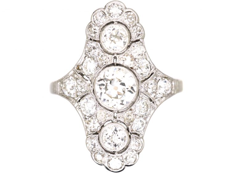 Early 20th Century Platinum & Diamond Oval Ring