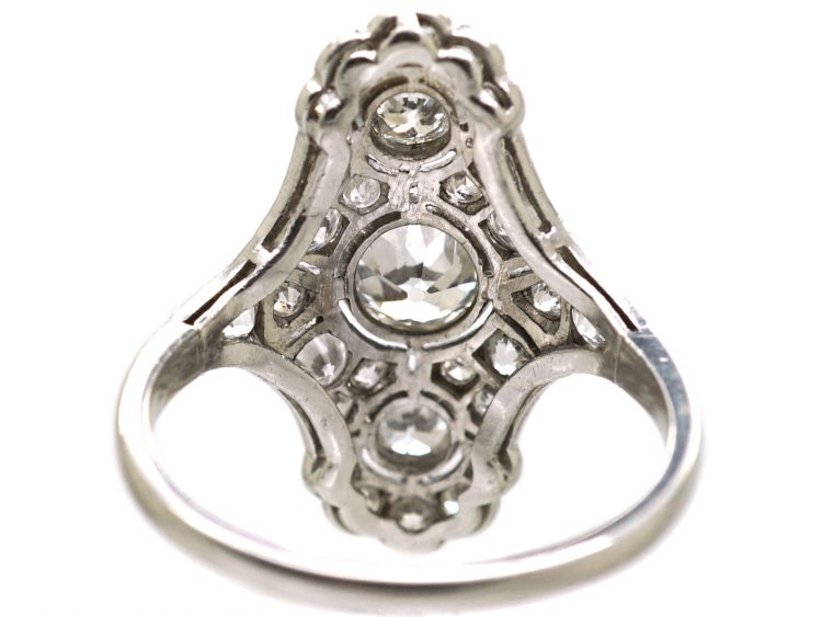 Early 20th Century Platinum & Diamond Oval Ring