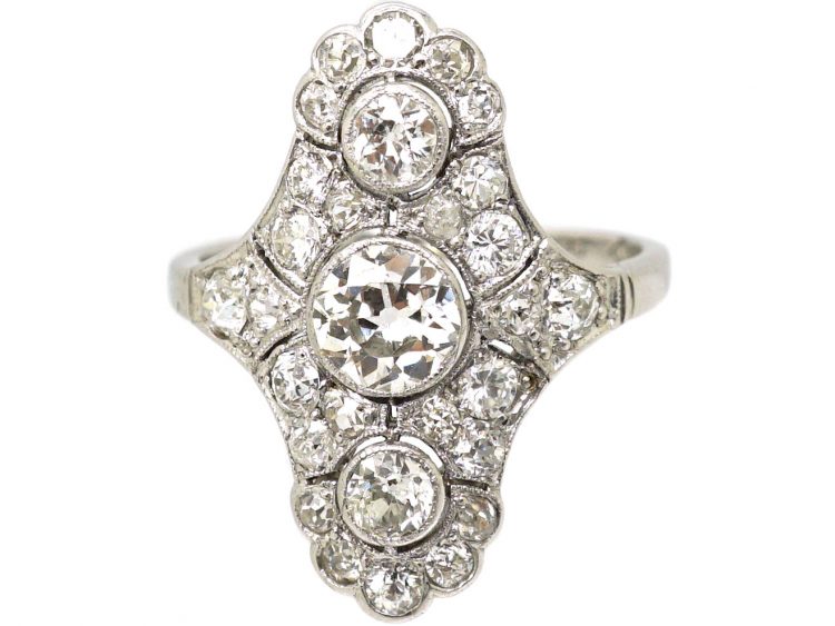 Early 20th Century Platinum & Diamond Oval Ring