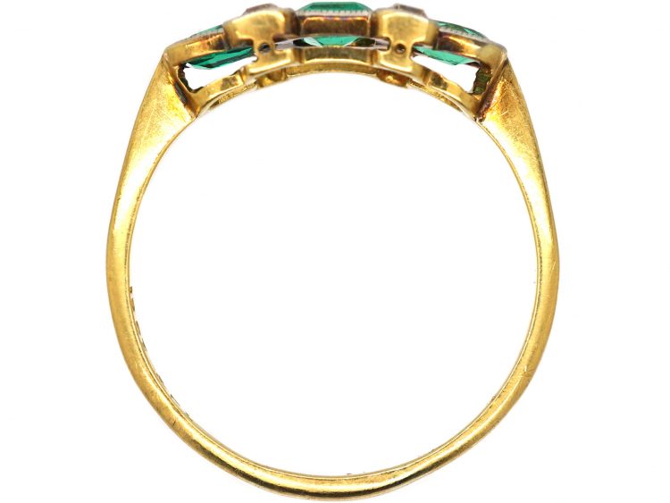 Early 20th Century 18ct Gold, Platinum, Emerald & Diamond Ring