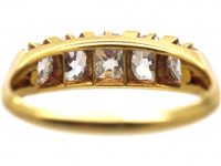 Victorian 18ct Gold & Old Mine Cut Diamond Five Stone Ring with Rose Diamond Points