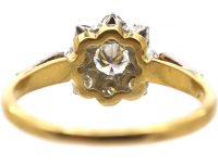 18ct Gold, Platinum & Diamond Cluster Ring with Diamond set Shoulders