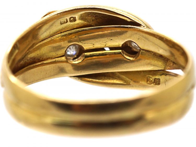 Edwardian 18ct Gold & Diamond Double Snake Ring