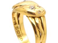 Edwardian 18ct Gold & Diamond Double Snake Ring