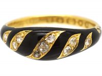 Victorian 18ct Gold Black Enamel & Diamond Ring