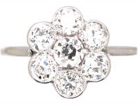 Edwardian 18ct White Gold, Diamond Daisy Cluster Ring