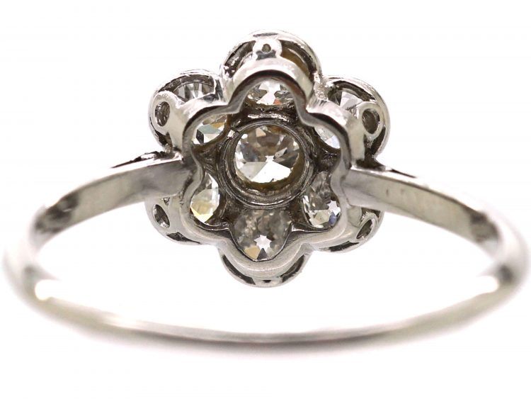 Edwardian 18ct White Gold, Diamond Daisy Cluster Ring