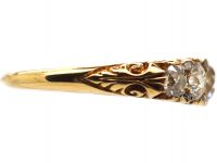 Victorian 18ct Gold Five Stone Diamond Carved Half Hoop Ring with Rose Diamond Points