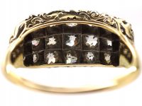 Victorian 18ct Gold & Silver Three Row Ring set with Old Mine Cut Diamonds