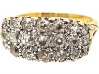 Victorian 18ct Gold & Silver Three Row Ring set with Old Mine Cut Diamonds