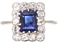 Early 20th Century Sapphire & Diamond Rectangular Ring