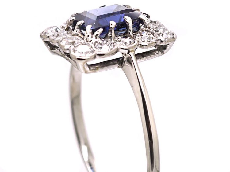 Early 20th Century Sapphire & Diamond Rectangular Ring