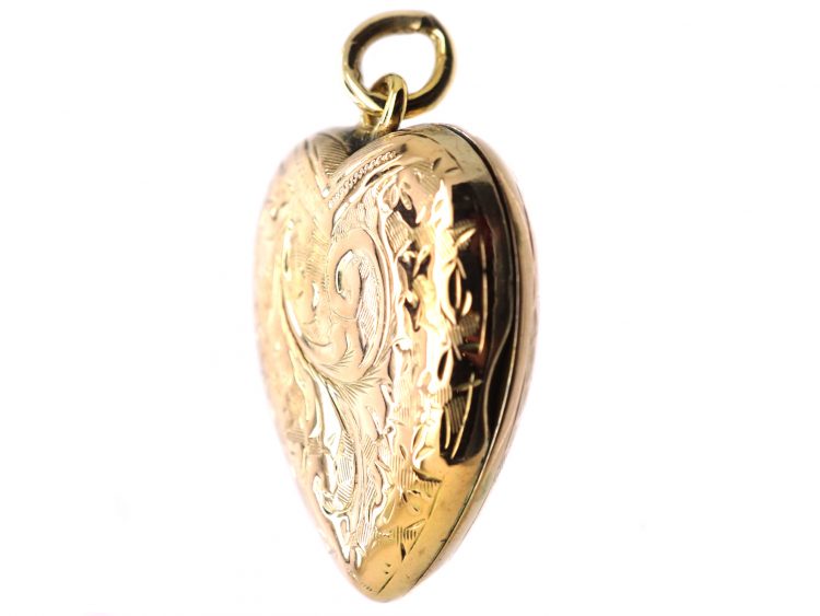 Edwardian 9ct Gold Back & Front Heart Shaped Locket