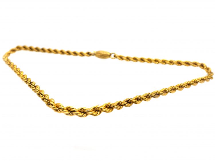 Victorian 18ct Gold Prince of Wales Twist Necklace with Barrel Clasp