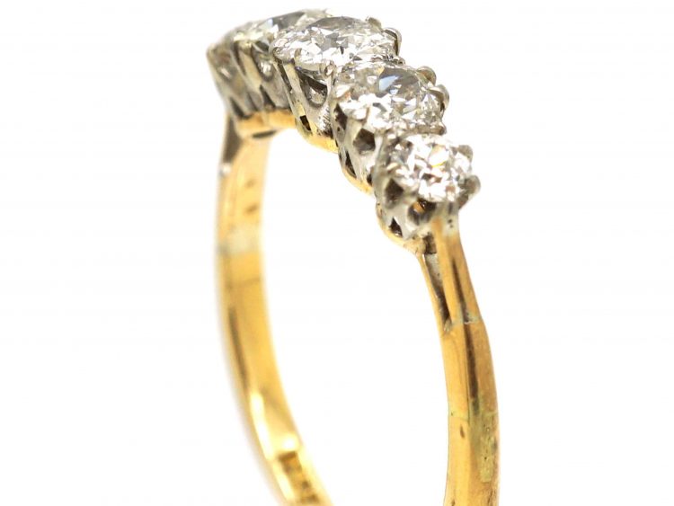 Edwardian 18ct Gold & Platinum, Five Stone Diamond Ring