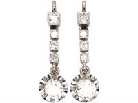 French Early 20th Century Platinum & 18ct White Gold, Diamond Drop Earrings