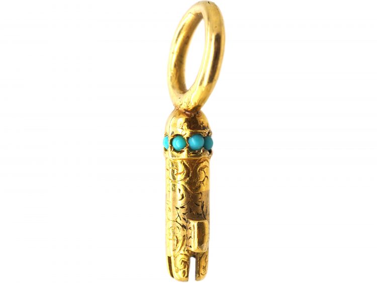 Victorian 15ct Gold Key set with Turquoise