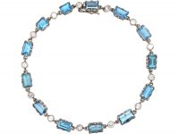 Early 20th Century Platinum Bracelet set with Aquamarines & Diamonds