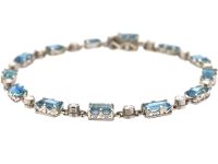 Early 20th Century Platinum Bracelet set with Aquamarines & Diamonds