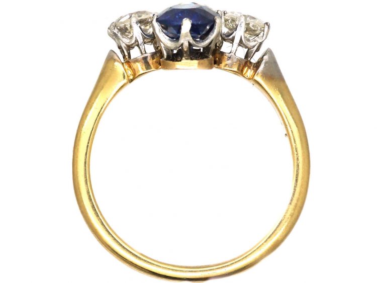 Edwardian 18ct Gold, Platinum, Sapphire & Diamond Four Stone Ring