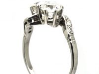 Edwardian 18ct White Gold & Platinum, Two Stone Diamond Crossover Ring