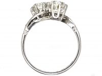 Edwardian 18ct White Gold & Platinum, Two Stone Diamond Crossover Ring