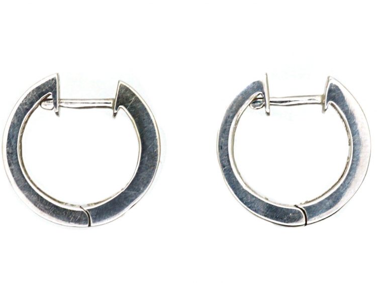 18ct White Gold Half Hoop Diamond Earrings