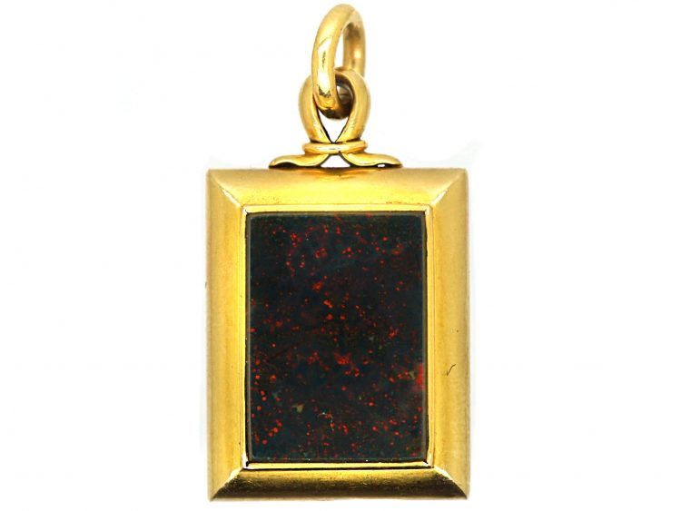 Victorian 18ct Gold Rectangular Locket with Horseshoe & Bloodstone