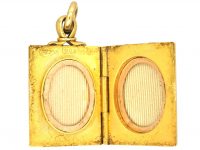 Victorian 18ct Gold Rectangular Locket with Horseshoe & Bloodstone