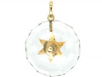 Victorian 15ct Gold & Rock Crystal Pendant with Star set with Rose Diamonds & Turquoise