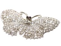 Edwardian Platinum & 15ct Gold Butterfly Brooch set with Diamonds with Cabochon Ruby Eyes